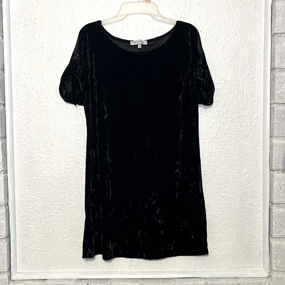 The Vanity Room black crushed velvet short dress size small